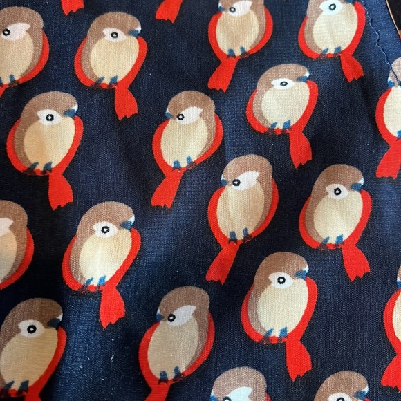 Halo Navy Red Tail Bird All Over Print Button Up Sleeveless Top size S/M - Picture 5 of 12